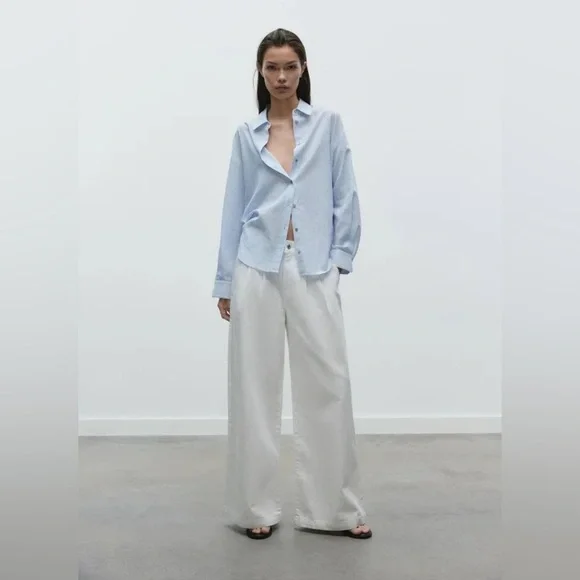 EUC Zara Women’s Oversized Linen Blend Shirt - Size Small - Picture 3 of 7